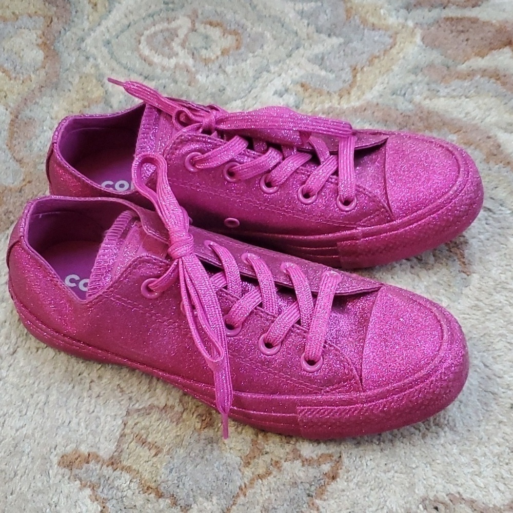 Converse CTAS ox pink glitter low tops